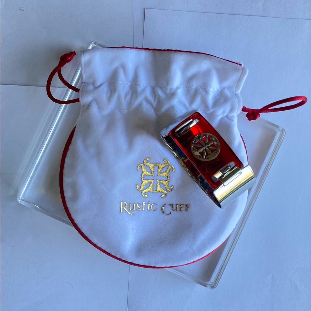 Rustic Cuff - Silver And Red - image 2